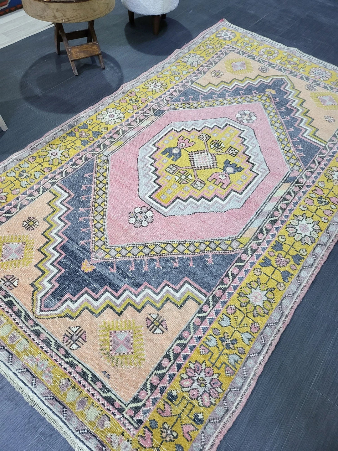 Beige Turkish Runner Rug 4' 2" x 7' 4" Hand-Knotted | No. WR29307
