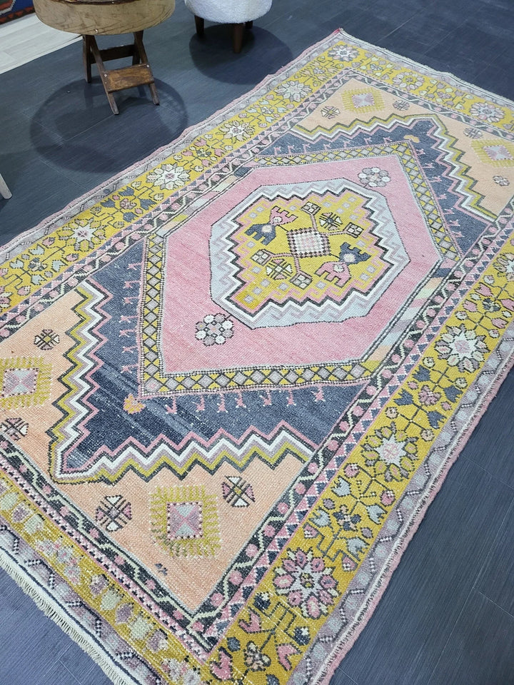 Beige Turkish Runner Rug 4' 2" x 7' 4" Hand-Knotted | No. WR29307
