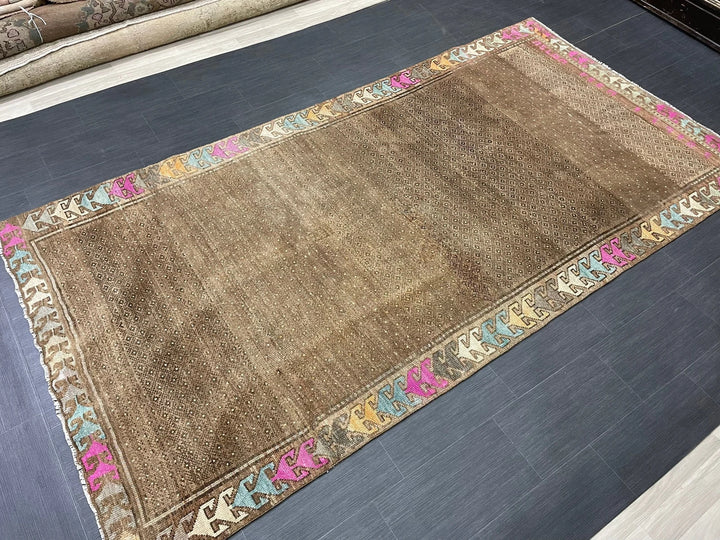 Brown Turkish Runner Rug 5' 3" x 10' 5" Hand-Knotted | No. WR29526