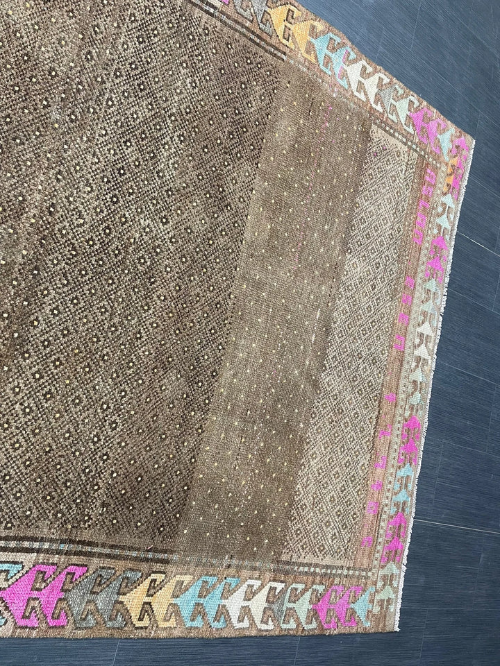 Brown Turkish Runner Rug 5' 3" x 10' 5" Hand-Knotted | No. WR29526