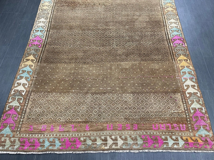 Brown Turkish Runner Rug 5' 3" x 10' 5" Hand-Knotted | No. WR29526