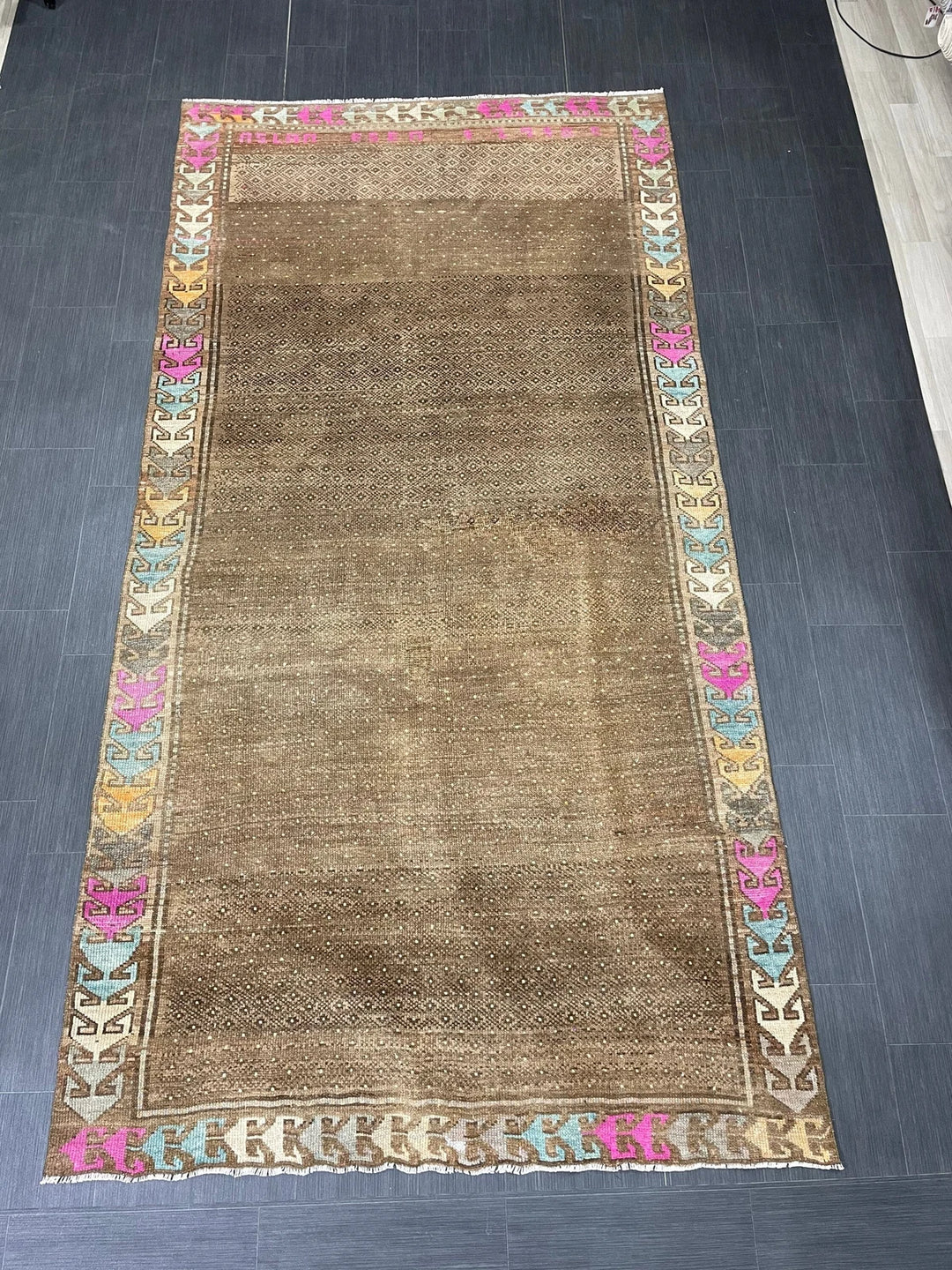 Brown Turkish Runner Rug 5' 3" x 10' 5" Hand-Knotted | No. WR29526