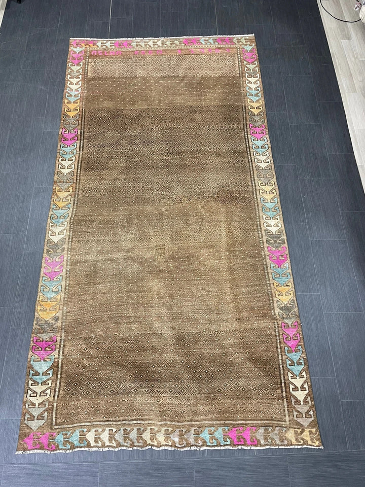 Brown Turkish Runner Rug 5' 3" x 10' 5" Hand-Knotted | No. WR29526
