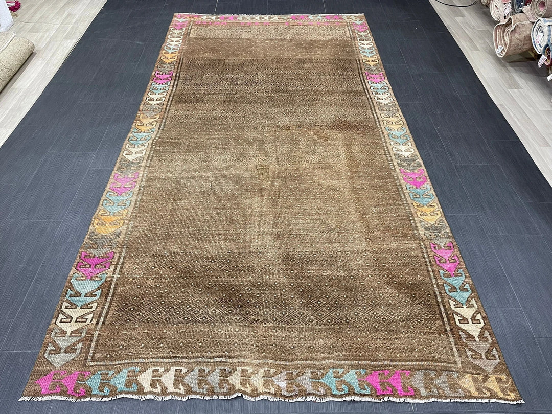 Brown Turkish Runner Rug 5' 3" x 10' 5" Hand-Knotted | No. WR29526