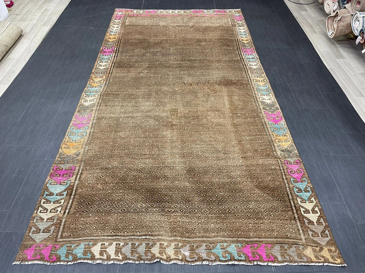Brown Turkish Runner Rug 5' 3" x 10' 5" Hand-Knotted | No. WR29526