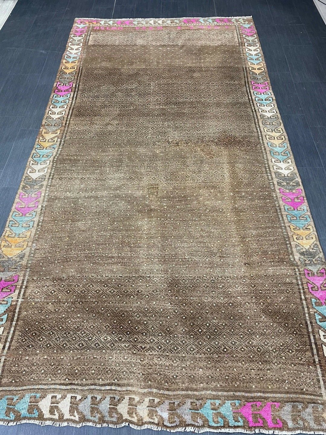Brown Turkish Runner Rug 5' 3" x 10' 5" Hand-Knotted | No. WR29526