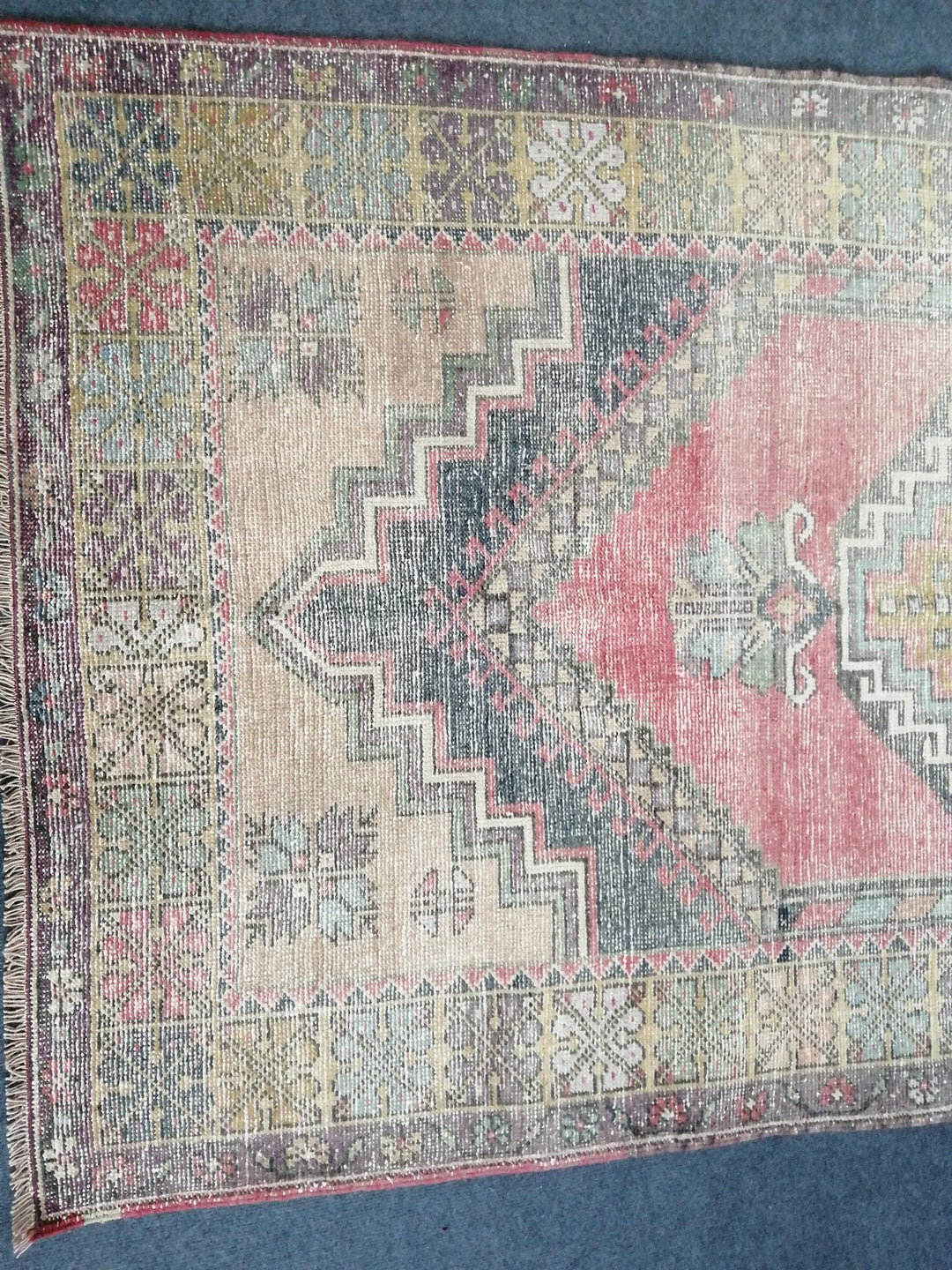 Beige Turkish Runner Rug 4' x 6' 1" Hand-Knotted | No. WR29688