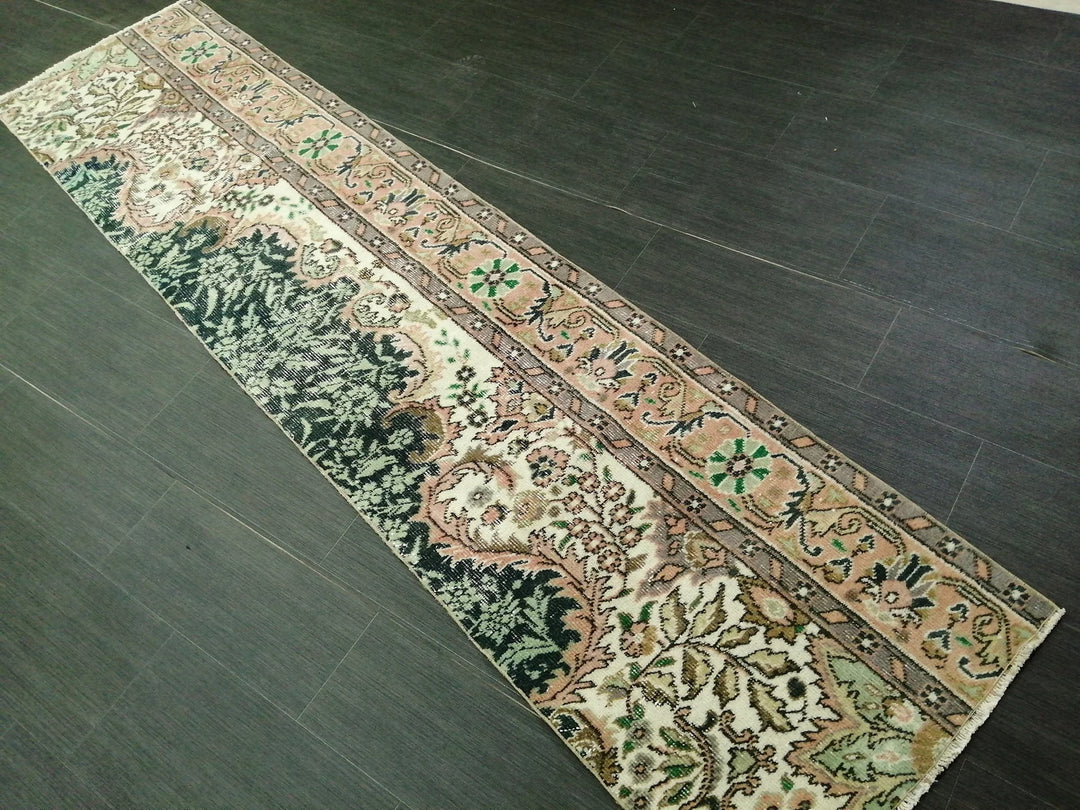 Beige Turkish Runner Rug 2' 2" x 8' 9" Hand-Knotted | No. WR30855