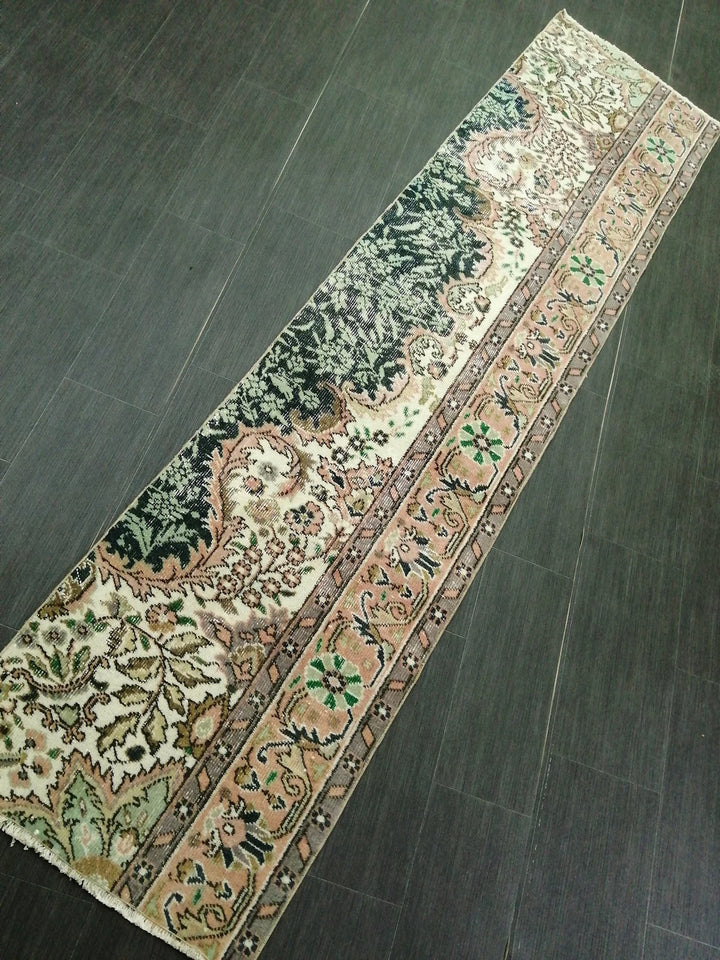 Beige Turkish Runner Rug 2' 2" x 8' 9" Hand-Knotted | No. WR30855