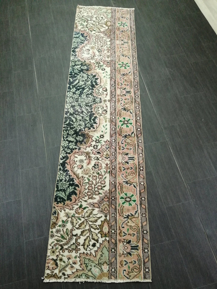 Beige Turkish Runner Rug 2' 2" x 8' 9" Hand-Knotted | No. WR30855