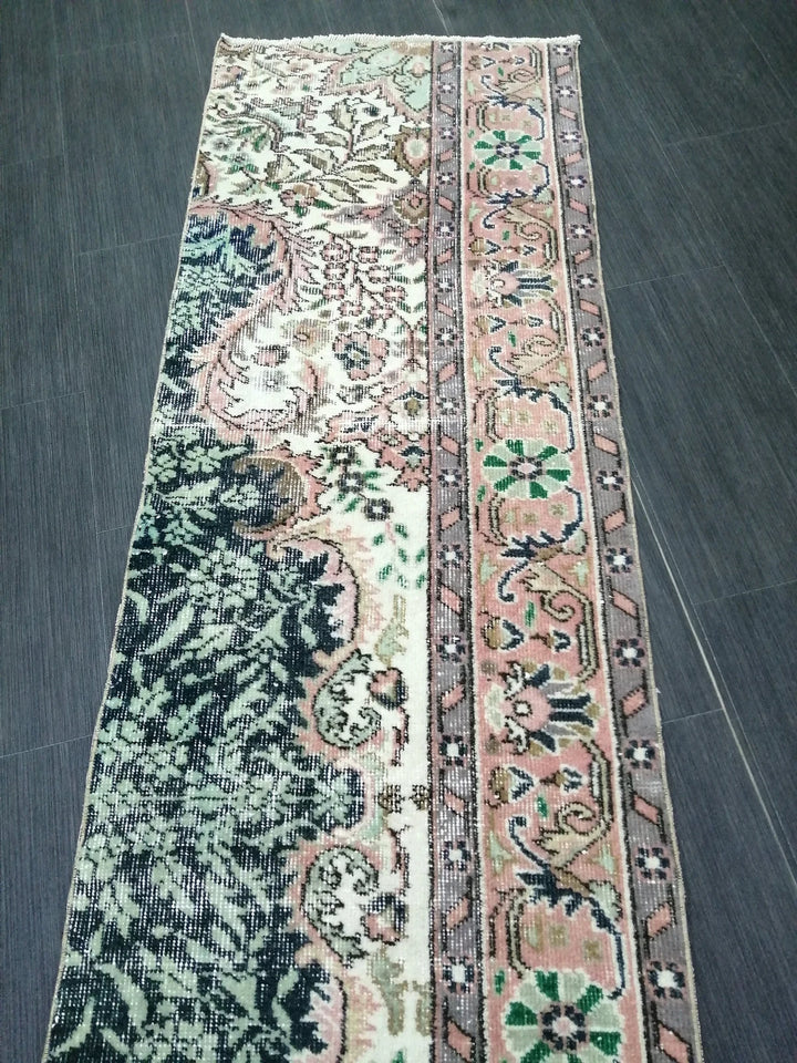 Beige Turkish Runner Rug 2' 2" x 8' 9" Hand-Knotted | No. WR30855