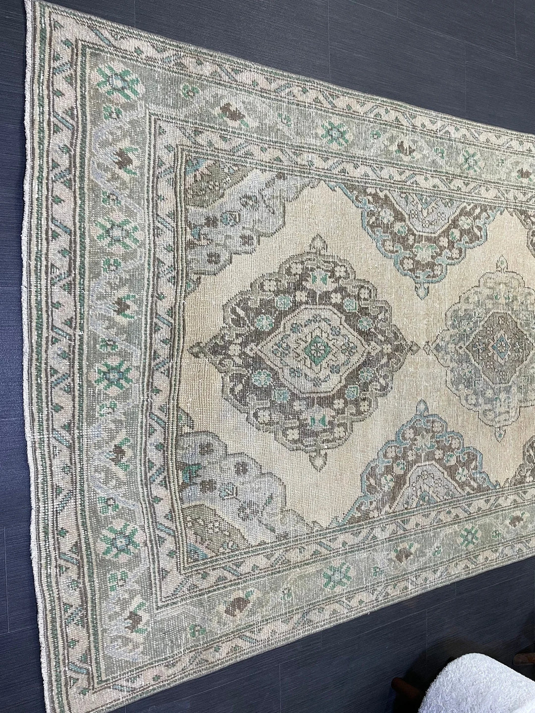 Beige Turkish Runner Rug 4' 7" x 12' 4" Hand-Knotted | No. WR30866
