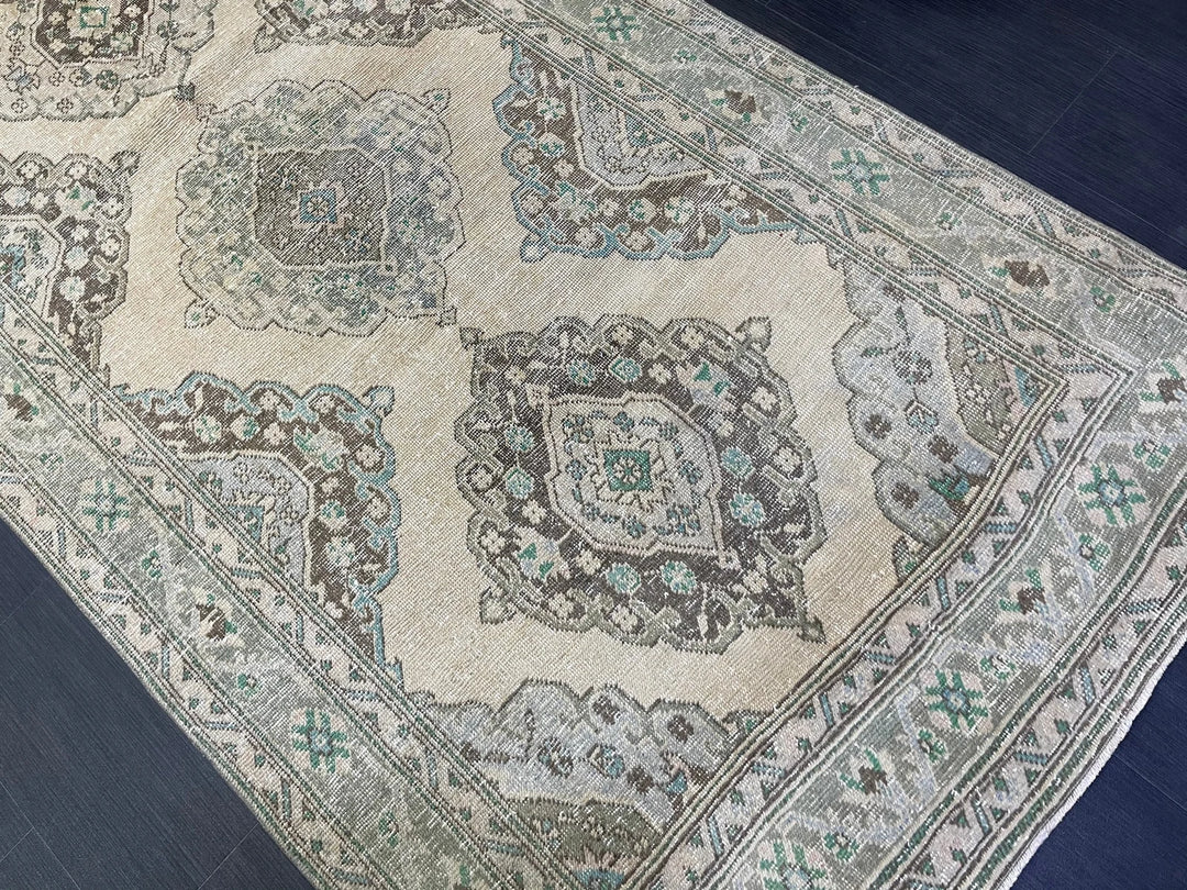 Beige Turkish Runner Rug 4' 7" x 12' 4" Hand-Knotted | No. WR30866
