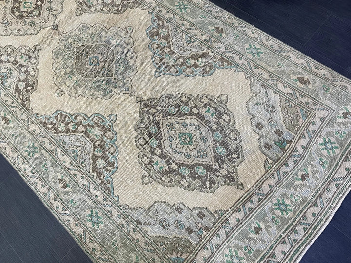 Beige Turkish Runner Rug 4' 7" x 12' 4" Hand-Knotted | No. WR30866