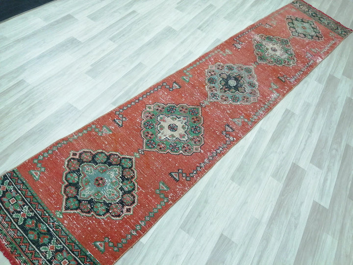 Beige Turkish Runner Rug 2' 4" x 11' 7" Hand-Knotted | No. WR30996