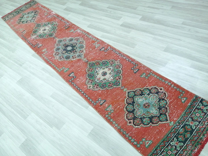 Beige Turkish Runner Rug 2' 4" x 11' 7" Hand-Knotted | No. WR30996