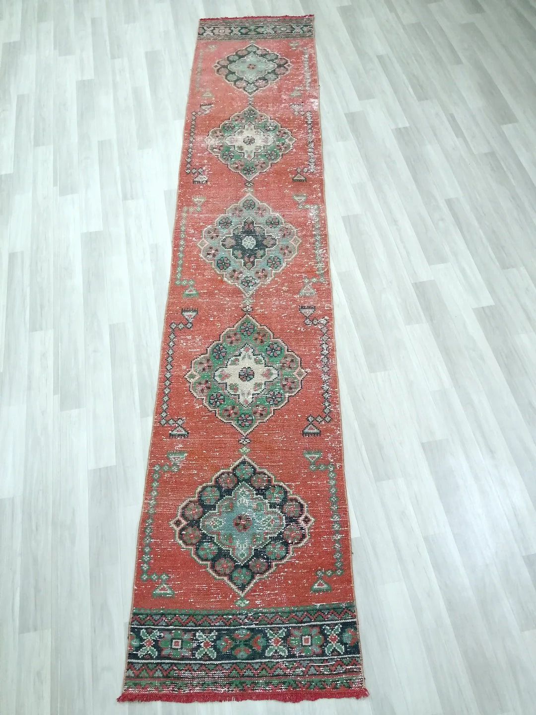 Beige Turkish Runner Rug 2' 4" x 11' 7" Hand-Knotted | No. WR30996