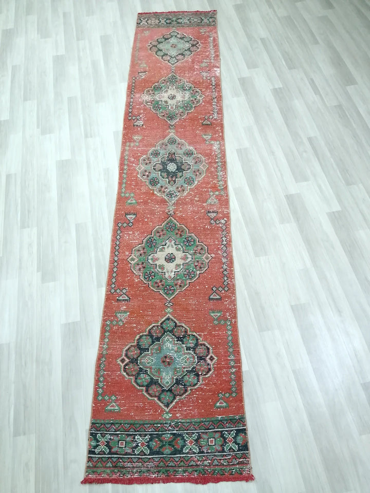 Beige Turkish Runner Rug 2' 4" x 11' 7" Hand-Knotted | No. WR30996