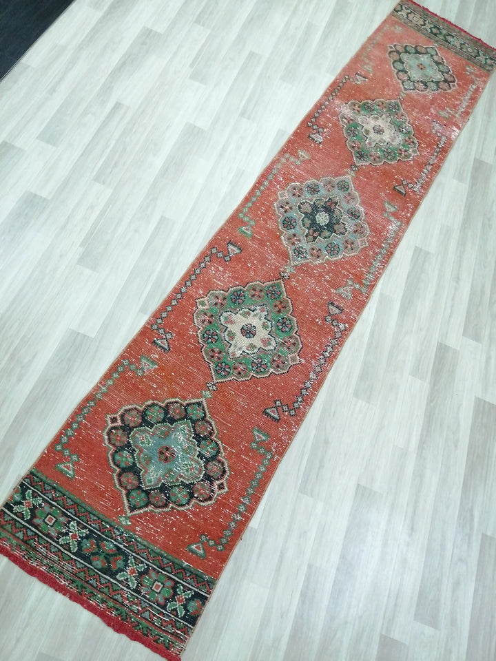 Beige Turkish Runner Rug 2' 4" x 11' 7" Hand-Knotted | No. WR30996