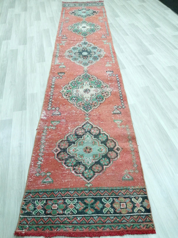 Beige Turkish Runner Rug 2' 4" x 11' 7" Hand-Knotted | No. WR30996