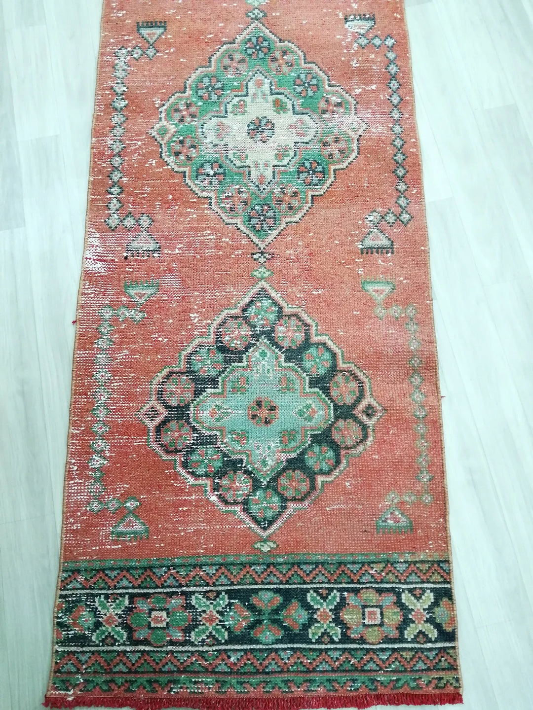 Beige Turkish Runner Rug 2' 4" x 11' 7" Hand-Knotted | No. WR30996