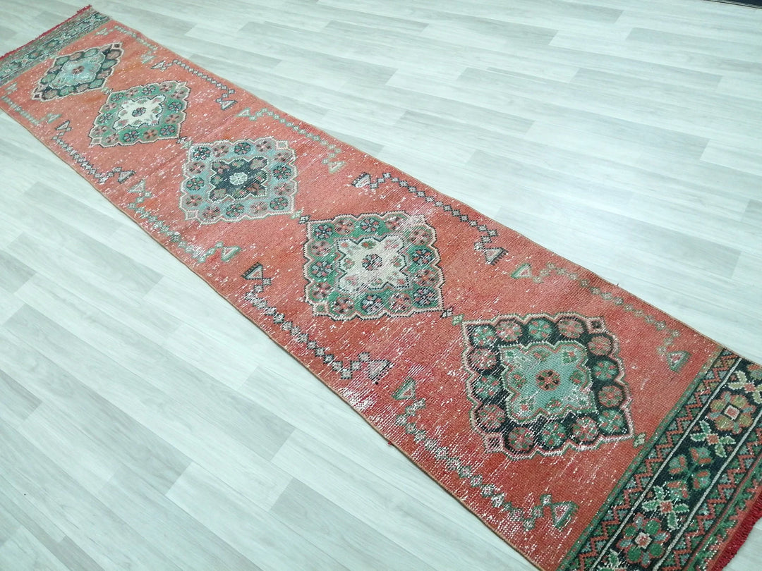 Beige Turkish Runner Rug 2' 4" x 11' 7" Hand-Knotted | No. WR30996