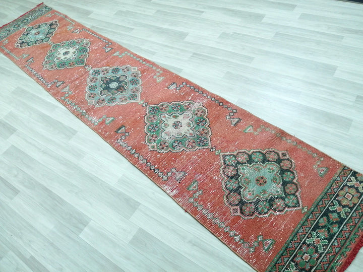 Beige Turkish Runner Rug 2' 4" x 11' 7" Hand-Knotted | No. WR30996