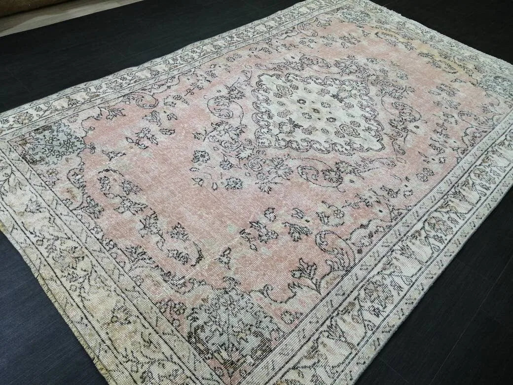 Pink Turkish Oushak Rug 5' 6" x 8' 7" Hand-Knotted | No. WR31059