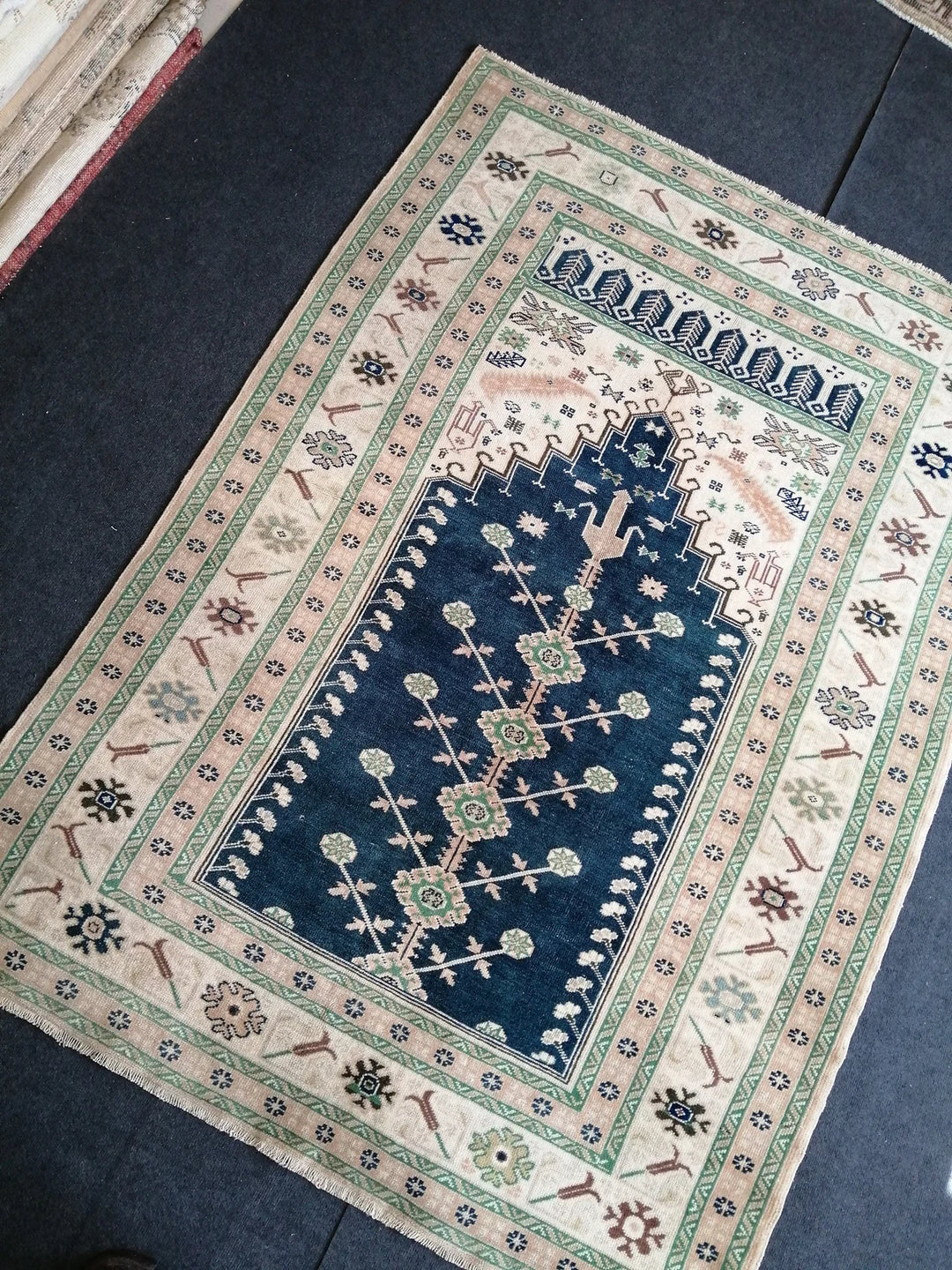 Blue Turkish Runner Rug 4' 10" x 6' 10" Hand-Knotted | No. WR31086