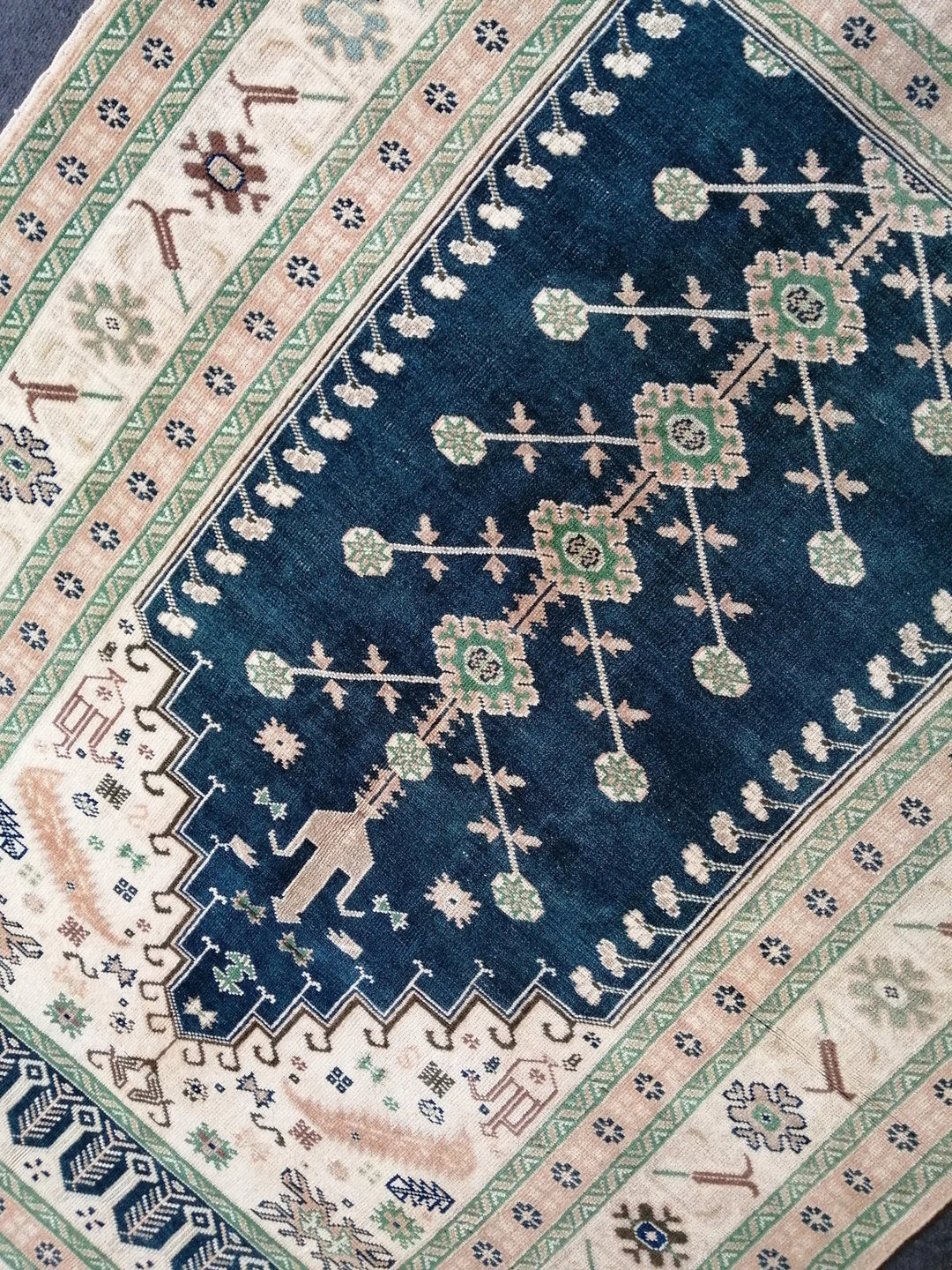 Blue Turkish Runner Rug 4' 10" x 6' 10" Hand-Knotted | No. WR31086