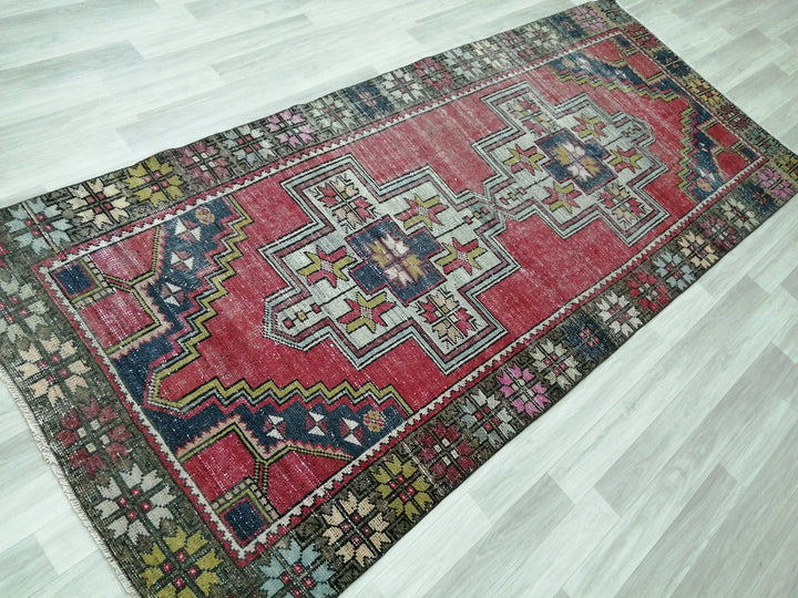 Beige Turkish Runner Rug 4' x 9' 3" Hand-Knotted | No. WR31471