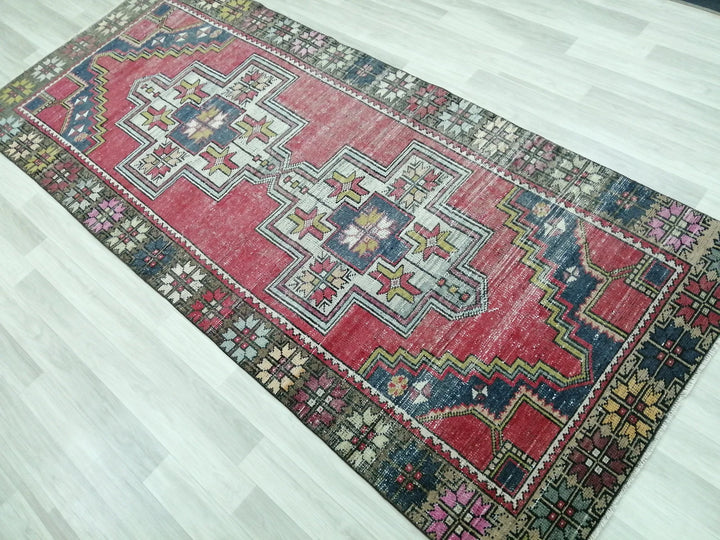 Beige Turkish Runner Rug 4' x 9' 3" Hand-Knotted | No. WR31471