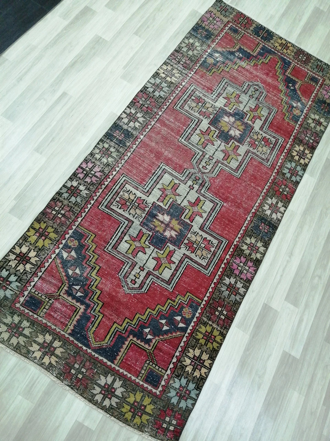 Beige Turkish Runner Rug 4' x 9' 3" Hand-Knotted | No. WR31471