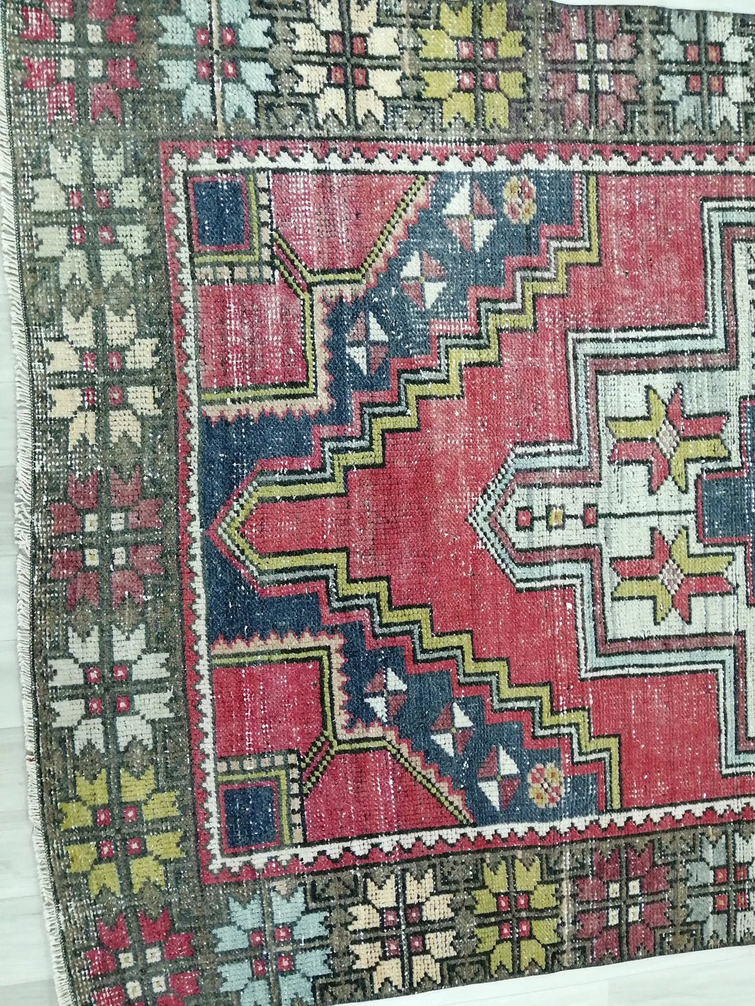 Beige Turkish Runner Rug 4' x 9' 3" Hand-Knotted | No. WR31471