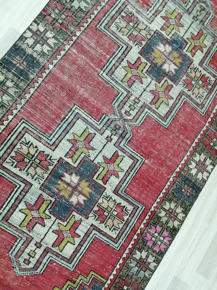 Beige Turkish Runner Rug 4' x 9' 3" Hand-Knotted | No. WR31471