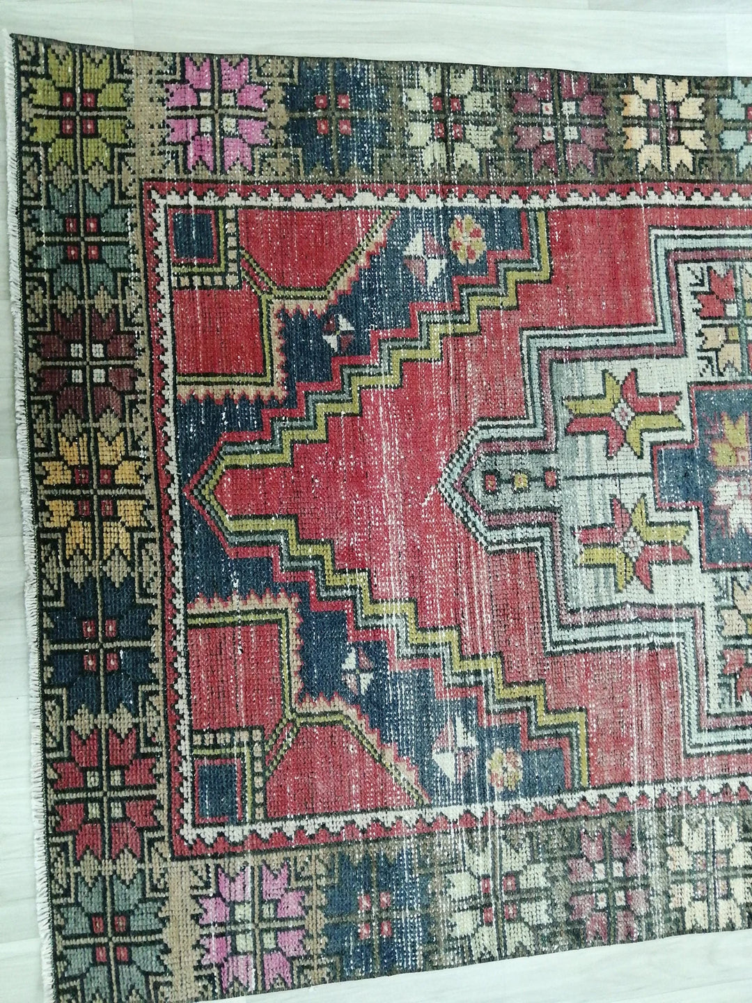 Beige Turkish Runner Rug 4' x 9' 3" Hand-Knotted | No. WR31471