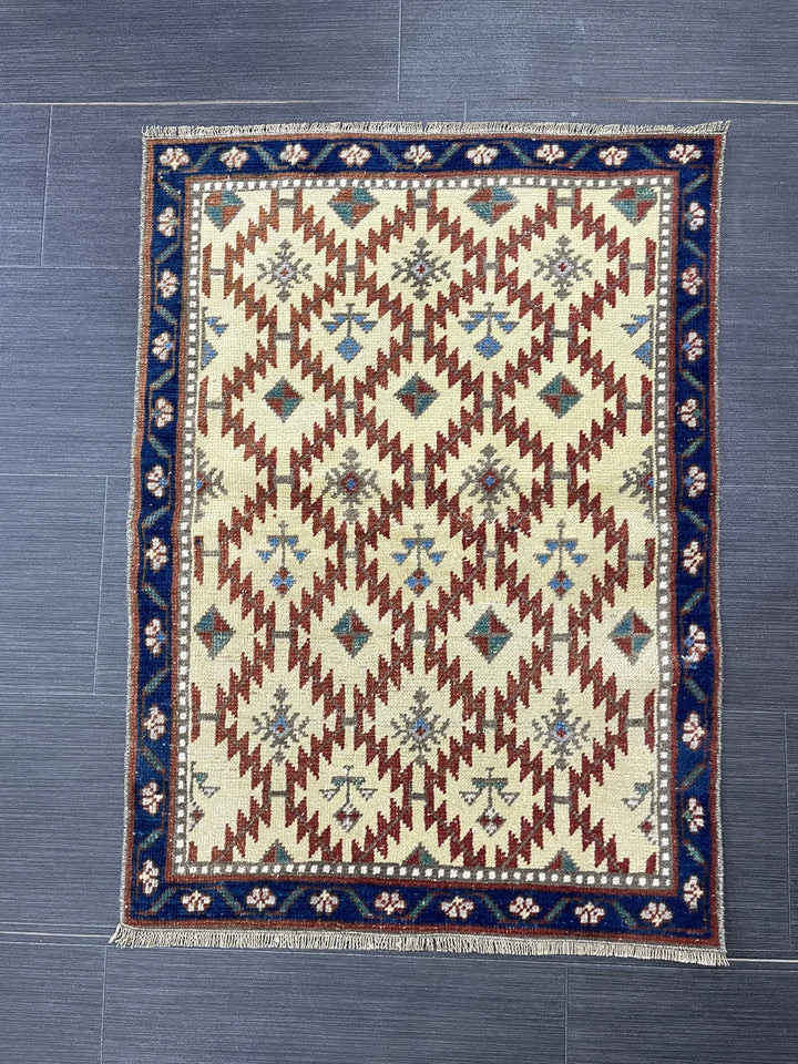 Rust Turkish Runner Rug 2' 2" x 3' 1" Hand-Knotted | No. WR31617