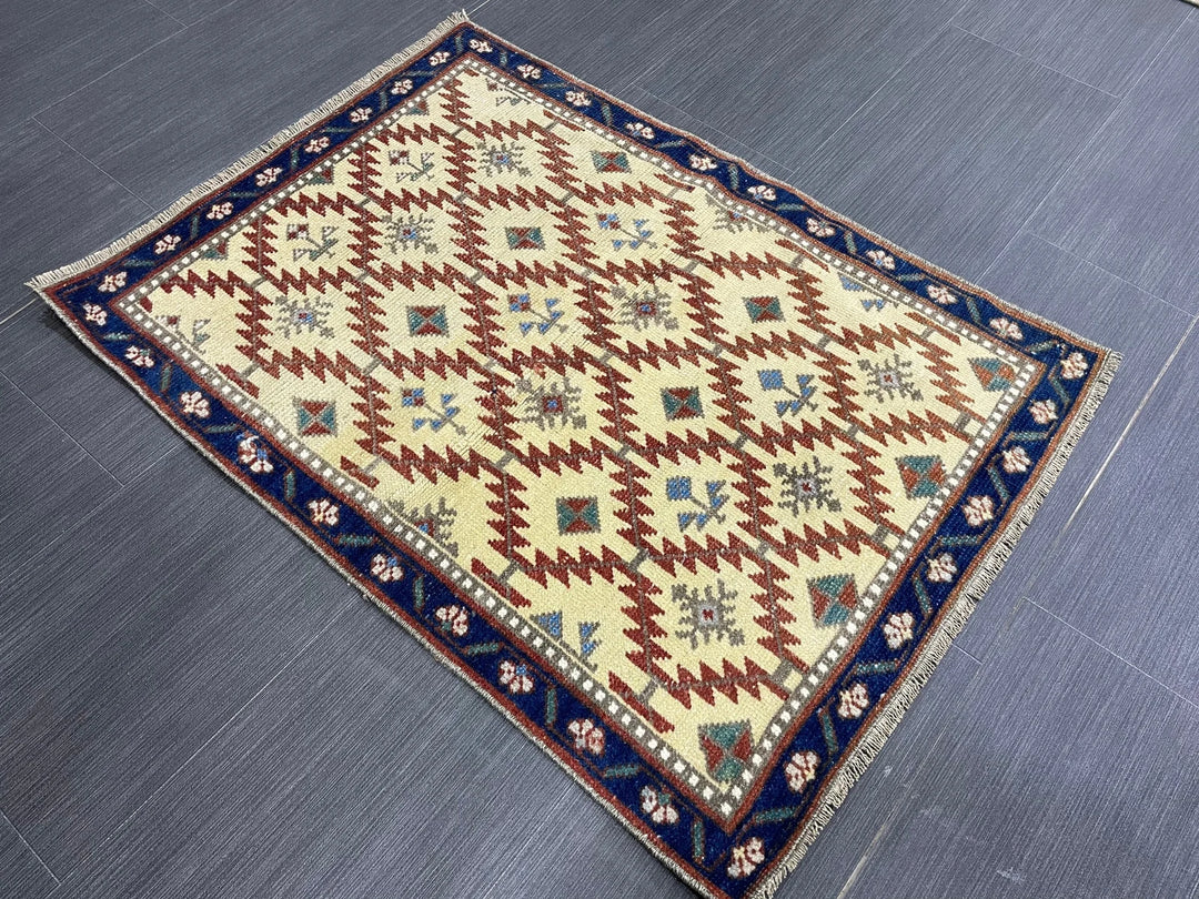 Rust Turkish Runner Rug 2' 2" x 3' 1" Hand-Knotted | No. WR31617