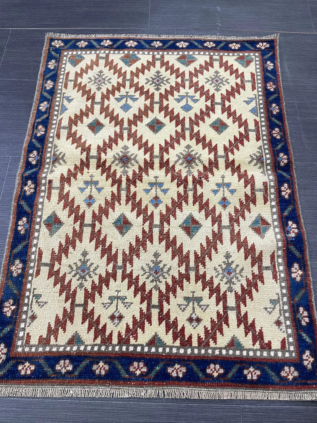 Rust Turkish Runner Rug 2' 2" x 3' 1" Hand-Knotted | No. WR31617