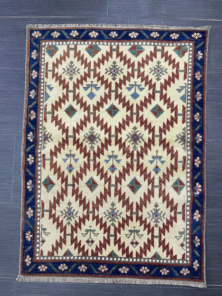 Rust Turkish Runner Rug 2' 2" x 3' 1" Hand-Knotted | No. WR31617