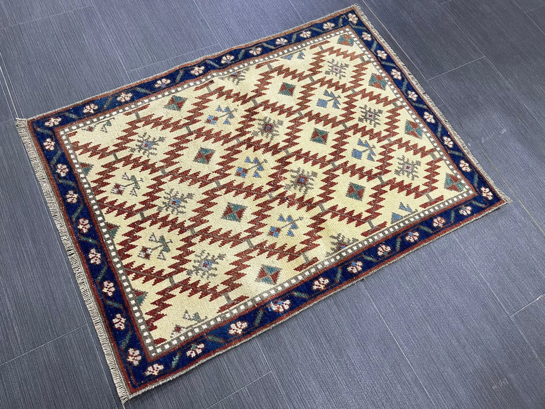 Rust Turkish Runner Rug 2' 2" x 3' 1" Hand-Knotted | No. WR31617