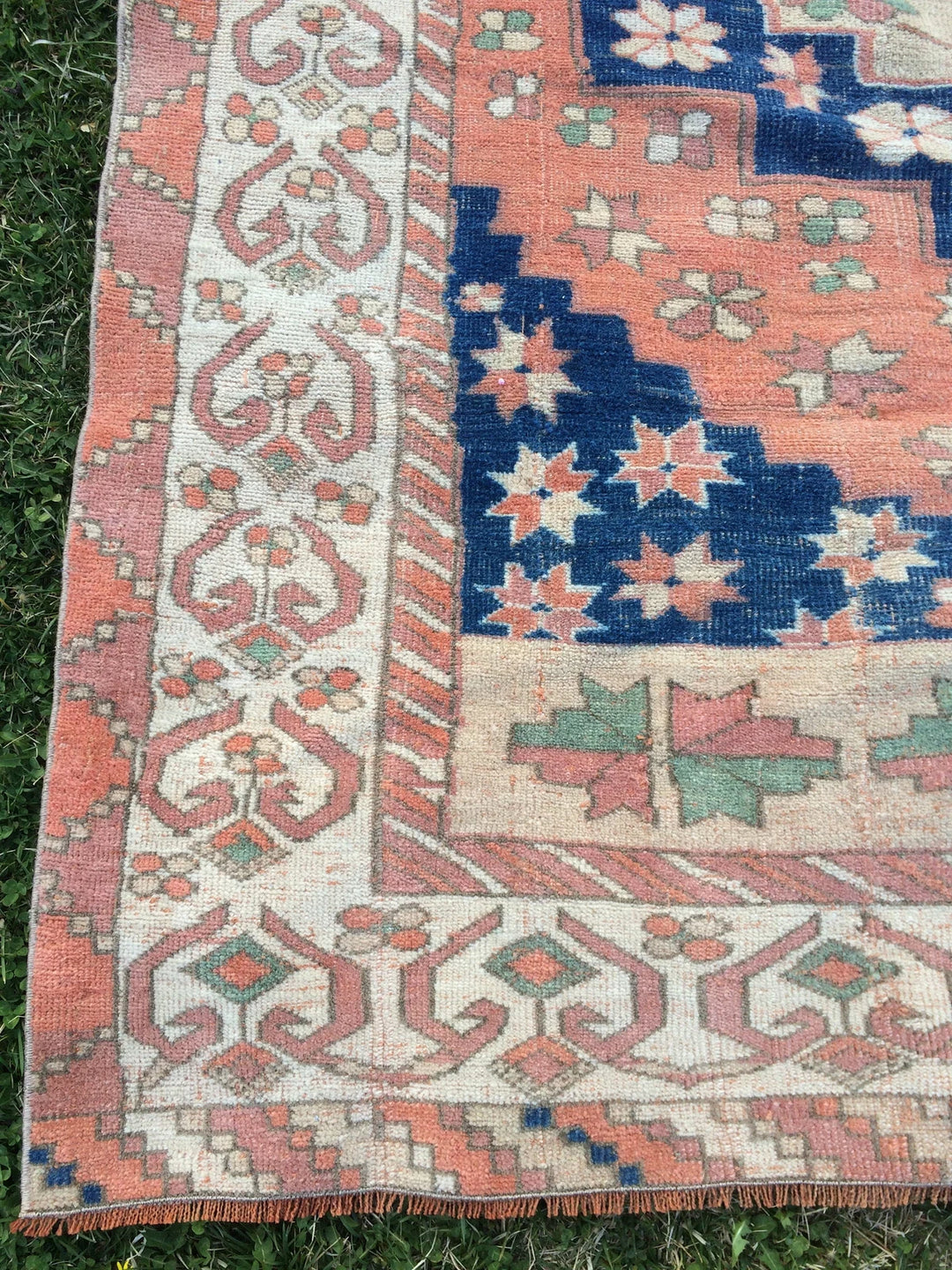 Blue Turkish Runner Rug 5' x 7' Hand-Knotted | No. WR32026