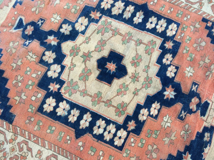 Blue Turkish Runner Rug 5' x 7' Hand-Knotted | No. WR32026