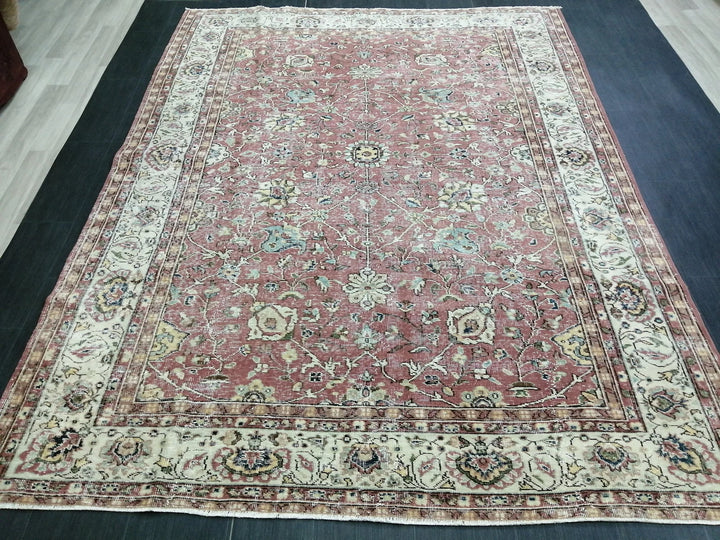 Rust Turkish Runner Rug 6' 11" x 9' 2" Hand-Knotted | No. WR32038