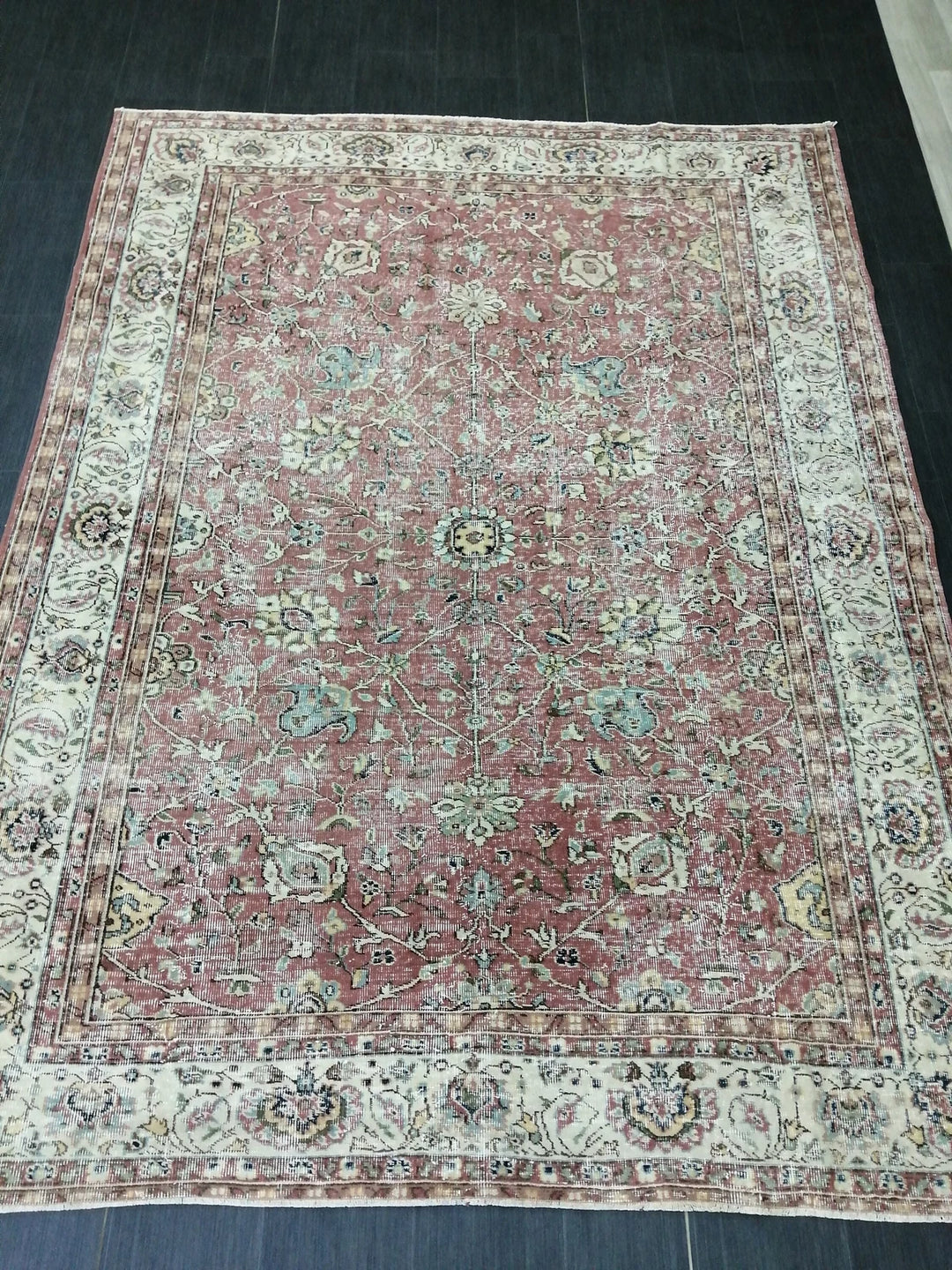 Rust Turkish Runner Rug 6' 11" x 9' 2" Hand-Knotted | No. WR32038