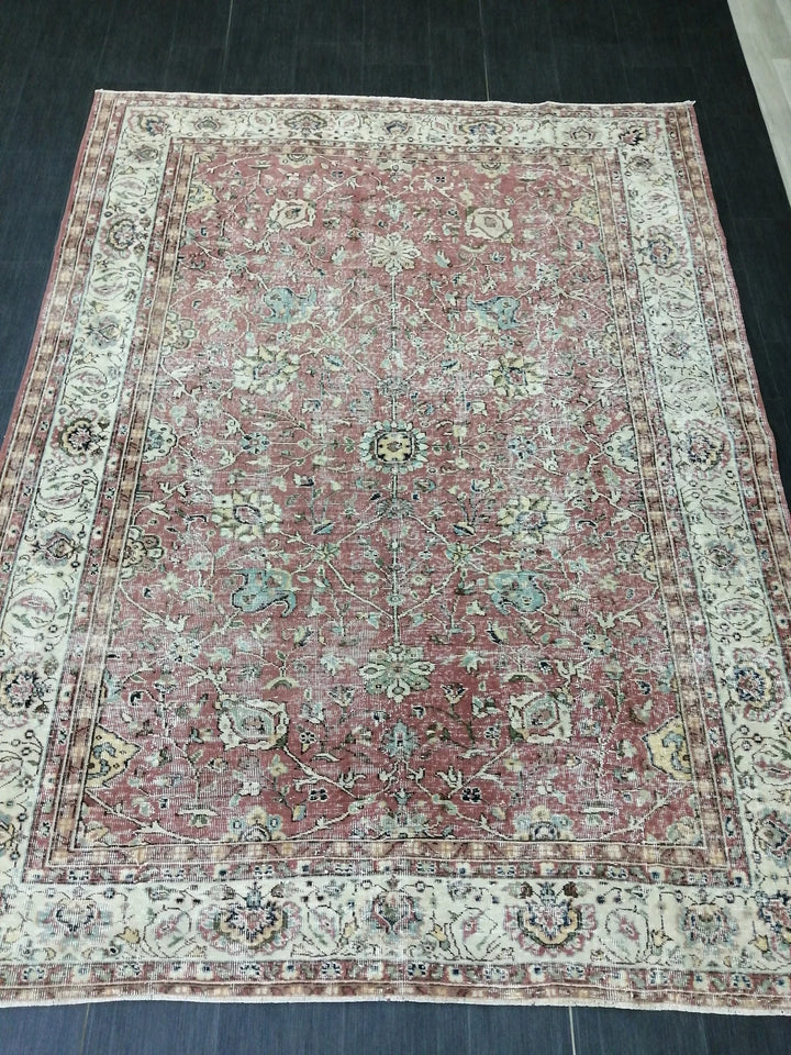 Rust Turkish Runner Rug 6' 11" x 9' 2" Hand-Knotted | No. WR32038