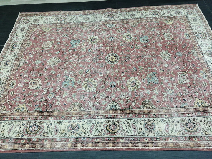 Rust Turkish Runner Rug 6' 11" x 9' 2" Hand-Knotted | No. WR32038
