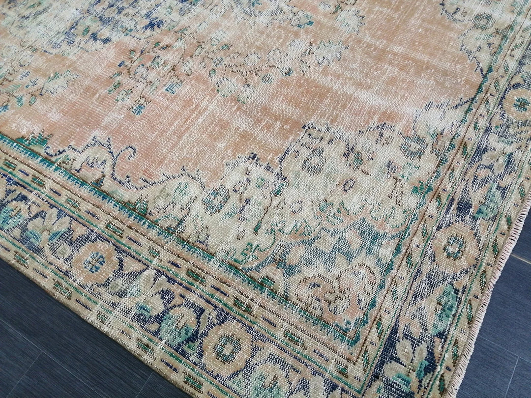 Beige Turkish Runner Rug 6' 9" x 9' 9" Hand-Knotted | No. WR32082