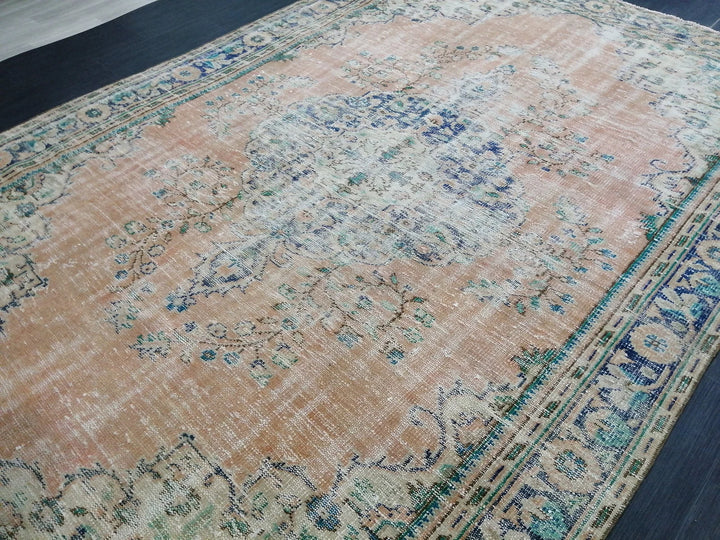 Beige Turkish Runner Rug 6' 9" x 9' 9" Hand-Knotted | No. WR32082