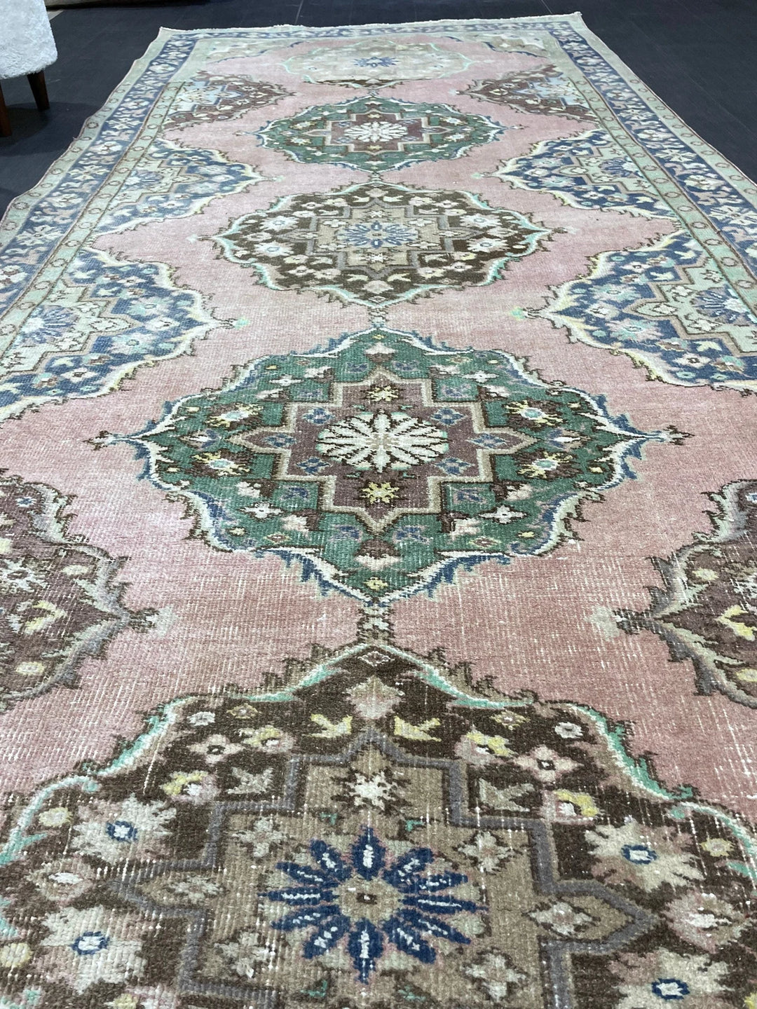 Beige Turkish Runner Rug 4'11" x 11'5" Hand-Knotted | No. WR32166